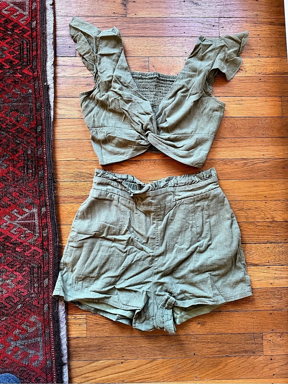 Olive Green Two-Piece Vacation Set Size Small